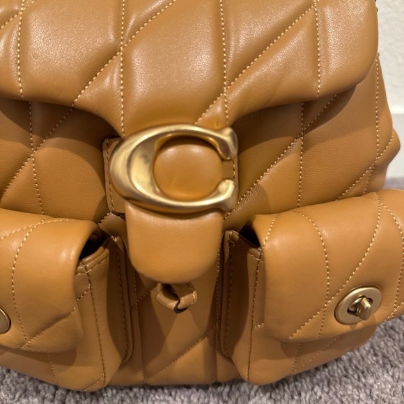 Coach Tan Quilted Backpack with Gold Accents - Picture 2 of 8